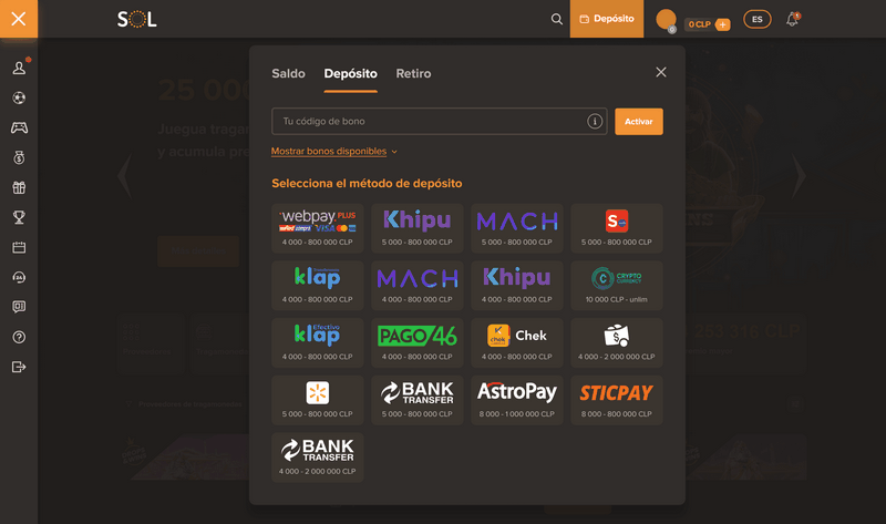 Sitio web de Sol Casino: Un casino online joven, fiable y vanguardista